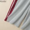 ZANZEA Women Casual Elastic Waist Loose Patchwork Long Pants