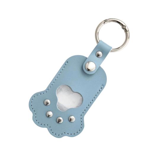 Pet Memorial Keychain Pendant with Hair Engraving Feature Dog Cat Claw Design Faux Leather Pet Hair Memorial Keychain