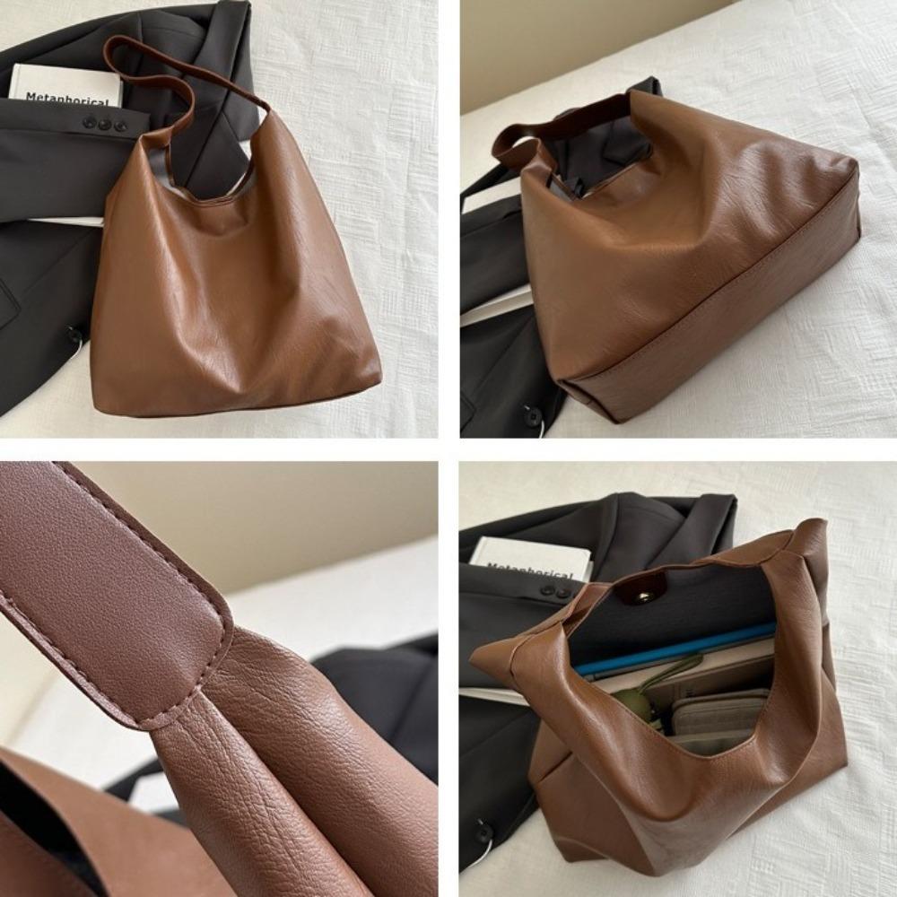 Leather Soft PU Shoulder Bag Large Capacity Underarm Bag Simple Women Handbag  Shopping