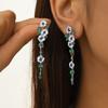 Natural Long Earrings Female Temperament Summer Green Leaf Flower Zircon Earrings Elegant Ornament