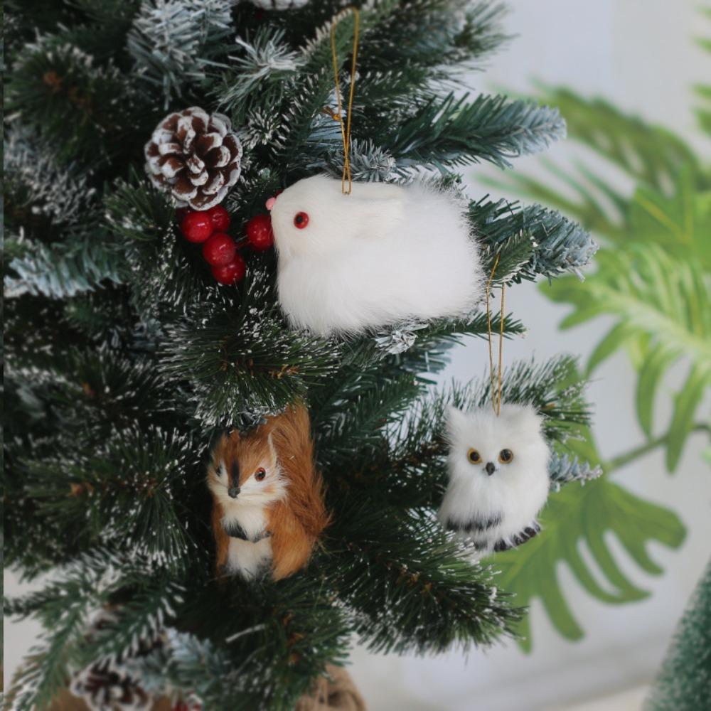 Plush Simulation Owl Bunny Christmas Tree Hanging NEW Animal Models  Party Decoration