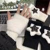 Star Women Fingerless Gloves Winter Warm Plush Thick Mittens JK Gloves Knitted Winter Outdoor Half Finger Gloves Accessories