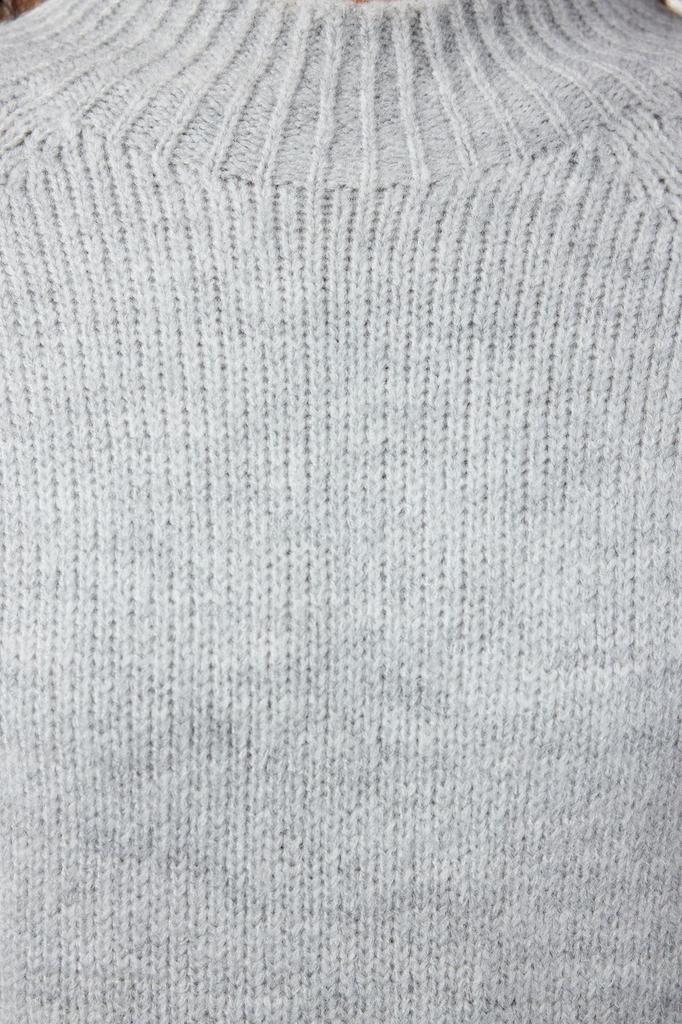 Women's Fashion Stylish Sweater Green Soft Textured Stand-Up Collar Seamless Knitwear Sweater