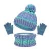 3Pcs/Set Kids Hat Scarf Gloves Set Rainbow Color Twist Texture Hat Thickened Plush Lining Neck Gaiter Knitted Gloves Set