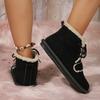 Winter New Platform Fleece Thickened Snow Boots for Women Plus Size Warm Lace-up Boots and Cotton Shoes for Women