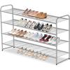 Long 4 Tier Shoe Rack for Closet Metal Wide Shoe Storage Organizer for Entryway, Bedroom, Floor, Holds 30 Pairs Men Sneakers