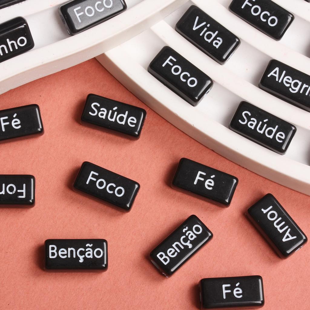 Bracelets French Words Rectangle 10PCS 14.5*7.5mm Acrylic Jewelry Making Accessories DIY Handmade Crafted Material Loose Spacer Beads Necklace