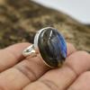 Natural Labradorite Oval Gemstone Ring, Solid 925 Sterling Silver Birthstone Ring, Bezel Ring, Handmade Jewelry, Ring For Women