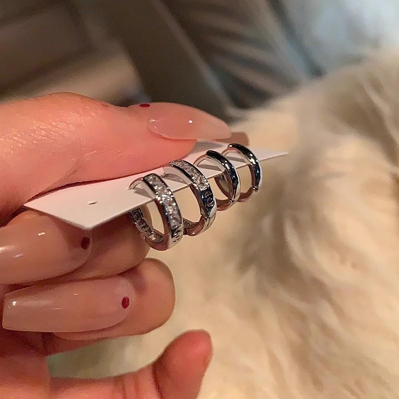 Sweet And Cool 6-Piece Set, Exquisite Zircon Love Earrings, Earrings That Women Do Not Need To Pick When Sleeping, Cold Wind, Personalized