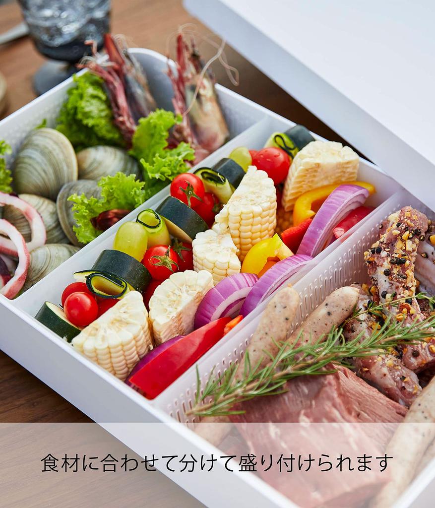 Yamazaki Jitsugyo 4911 Tabletop Draining Tray with Lid Tower Square White Tower Refrigerator Storage Convenient for Pots and Barbecues Approx.