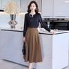 Shirt Pleated Two-piece Set Women's Spring and Autumn New Temperament Waist Professional Half-body Skirt Set