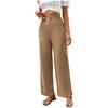 Ladies Casual Fashion Solid Color Casual Pants Button Mid-Rise Trousers