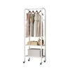Huaniun Clothes with 2 Clothes Visible Coat Clothes Space Width 49 X Depth 33 X Height 176 White Rack, Slim, Sturdy, Casters, Shelves, Rack, Storage,