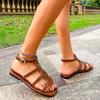 Fashion Shoes Female 2025 New Buckle Strap Women's Sandals Fashion Open Toe Beach Sandals Women Summer Plus Size Flat Sandals Zapatos