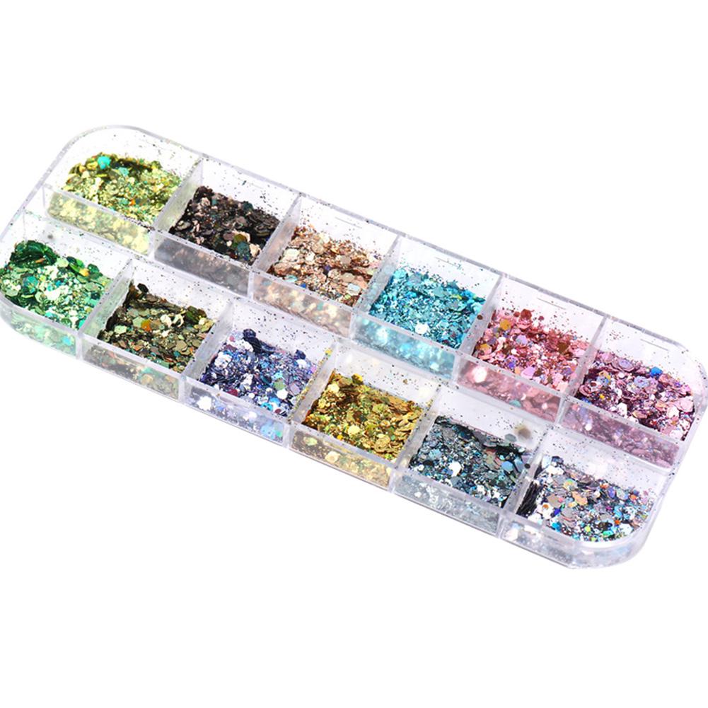 12 Grids Irregular Ultra-thin Manicure Flake Glitter Nail Art
