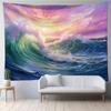 Seascape Beach Waves Tapestry Landscape Wall Hanging Beach Tapestry Polyester Fabric for Tablecloth Blanket Decor
