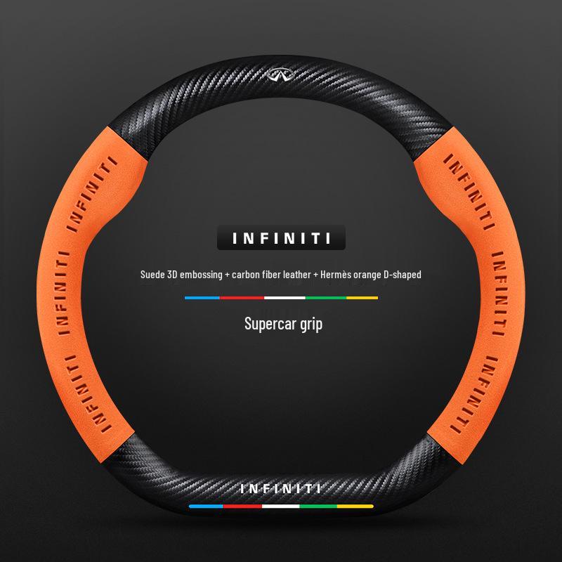 Чехол на руль для специального автомобиля Infiniti - Натуральная кожа, Замша, Углеволокно, Универсальный, Дышащий, Всесезонный