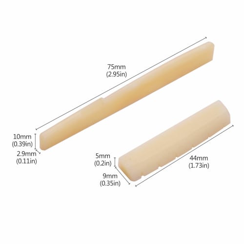RUSUO Guitar Saddle, Guitar Saddle and Nut, Real Bone Material, for Two 6-String Acoustic Guitars