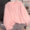 Sweater for Women Autumn Winter Thickened Warm Knitted Stretchy Long Sleeve Oversize Tops