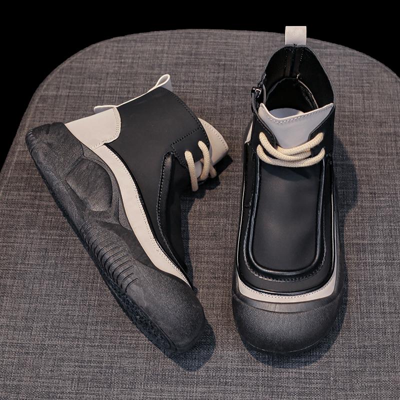 TUINANLE Women High Tops Shoes Spring Zipper Casual Anti Slip Flat Sneakers Girl's Ankle Boots