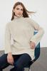 Women's Fashionable Stylish Sweater Stone Wide Fit Turtleneck Knitwear Sweater