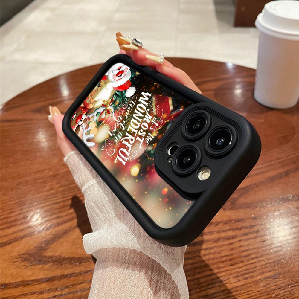 N109 Happy New Year Merry Christmas Design Soft Angel Eyes Phone Cases for iPhone 16 15 14 13 11 Pro Max 8 7 6 Plus 12 Mini XR XS Max Shockproof Cover