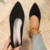 Women's Pointed Toe Flat Shoes Knitted Slip On Shoes Casual Breathable Ballet Flats Women Low Heel Barefoot Shoes Plus Size 43