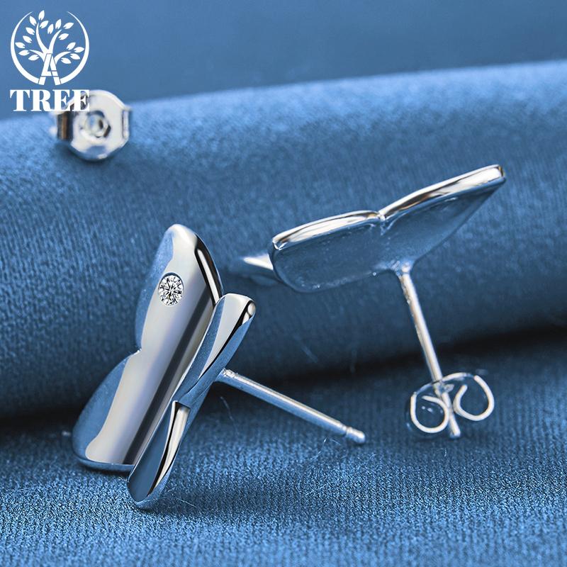 925 Sterling Silver Butterfly AAA Zircon Stud Earrings Jewelry