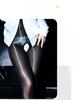 Qinghe Women's Ultra-Thin Black Open Crotch Pantyhose - Large Size, Sexy Sheer Look