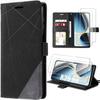 Case for Samsung Galaxy A36 5G - BOOLING - Shockproof Protection Synthetic Leather Black - 2 Tempered Glasses