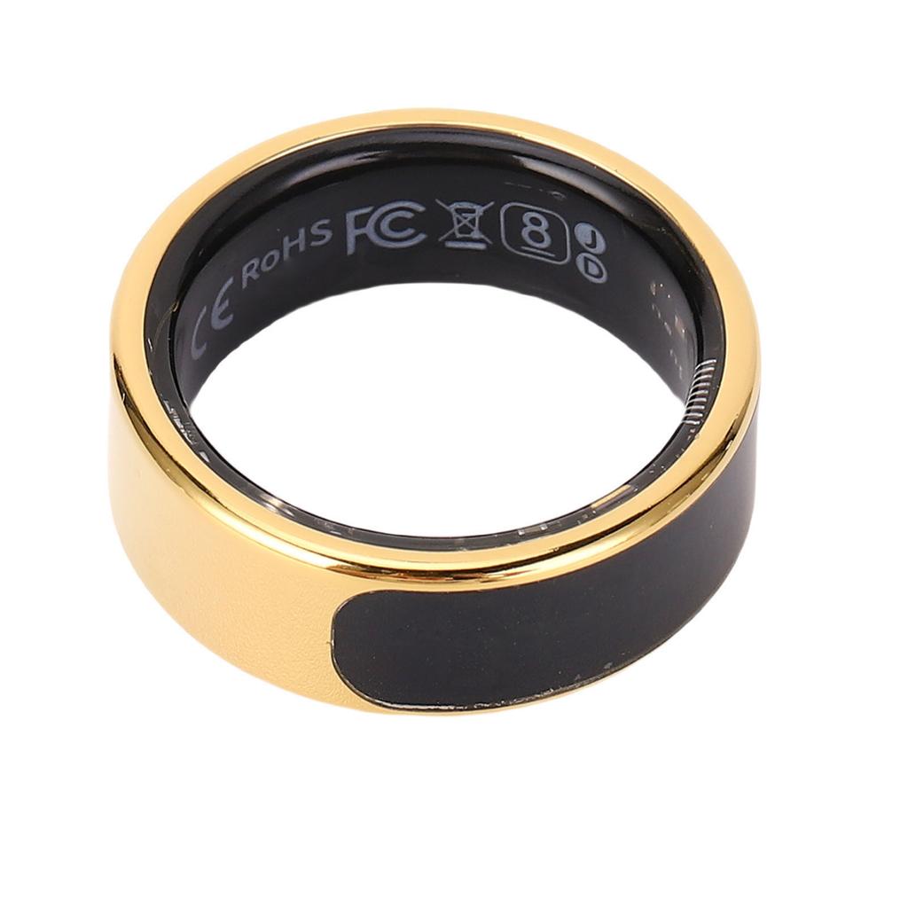 Smart Ring Gold Touch Display Screen Gesture Control IP68 Water Proof Sleep Activity Fitness Tracker Ring Size 8