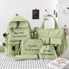 2021 5Pc Set Schoolbags Girls Women Backpack Canvas Travel Back Pack Student Notebook Bookbags Schoolbag Outdoor Backpack