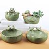 Retro Ceramic Flowerpot Animal Frog Bird Goose Plant Pot Hydroponics Planter Large Diameter Glazed Flower Pot for Bowl Lotus Succulents