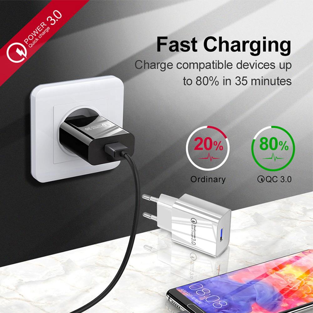 3A QC3.0 Fast Charger 18 USB Charger Quick Charge 3.0 Phone Charger for iPhone for Samsung Xiaomi Redmi EU US Plug