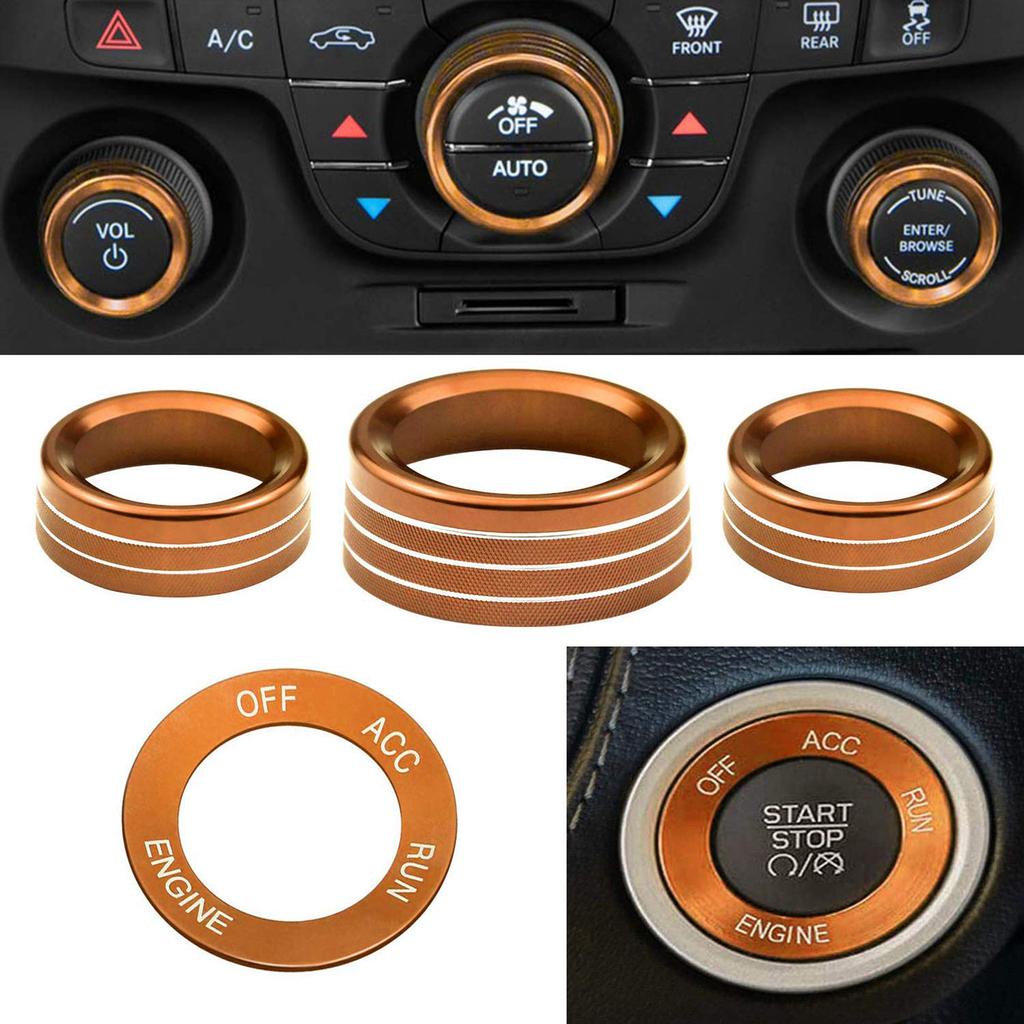 3Pcs Auto Center Console Knob Ring Car Interior Air Conditioning Control Radio Knob Covers Trim for Challenger 2015-2021