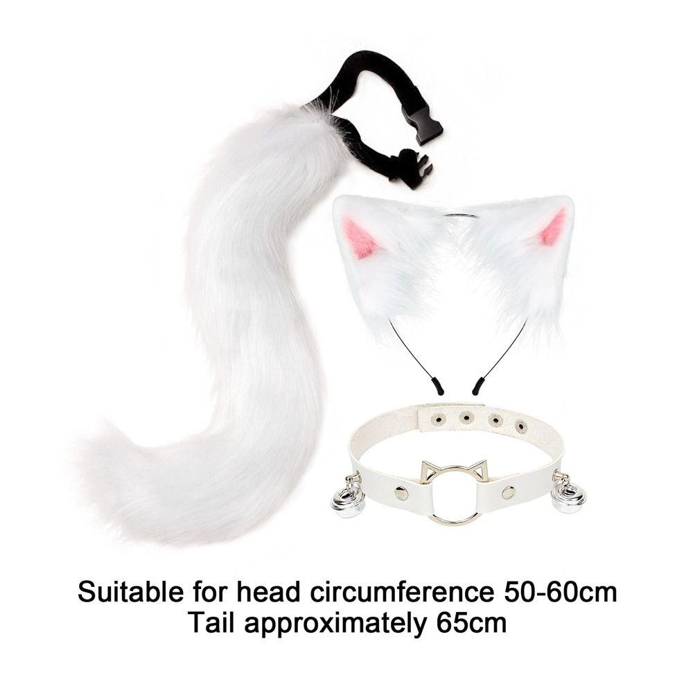 Simulation Fake Fox Wolf Tail Masquerade Party Ears Hair Hoop Novelty Tail Set Halloween Day