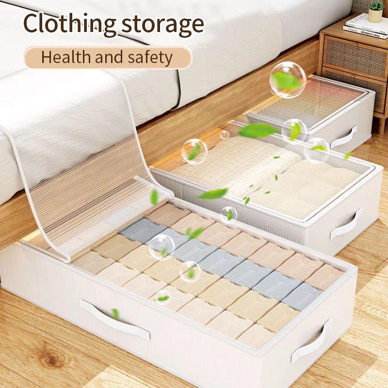 Beige Quilt Clothes Storage Bag Cotton Linen Sorting Bags Folding Duvet Blanket Organizer Organizer Under-Bed Moving Pack Bag