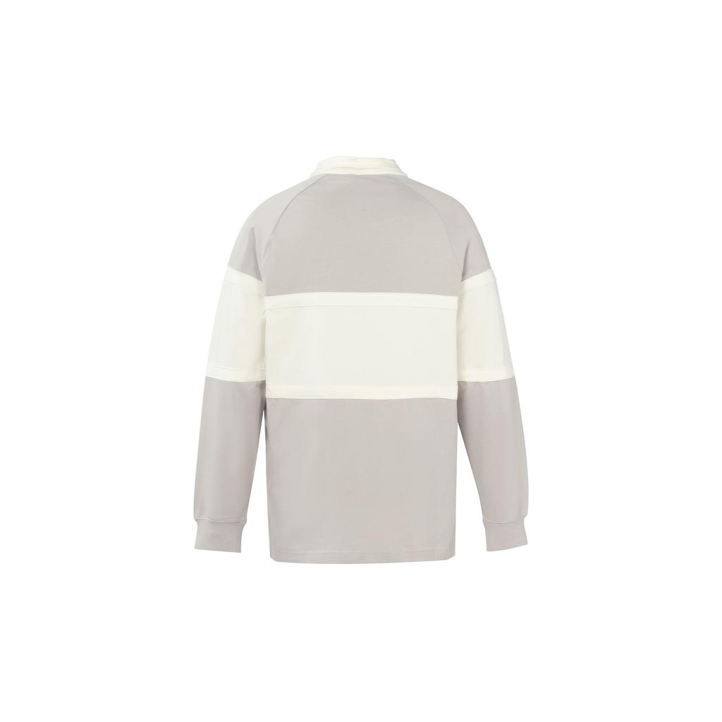 Nike Logo Print Collar Long Sleeve T-Shirt Men Tops Grey FJ1175-012