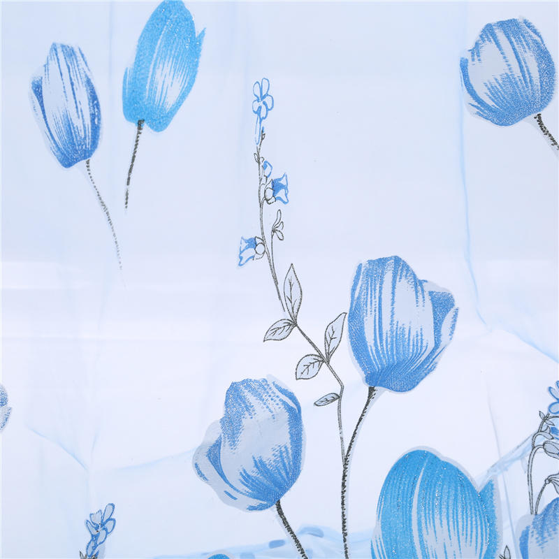 Tulip Flower Sheer Window Curtain Beads Tassel Door Scarf Drapes Valance Home Supplies
