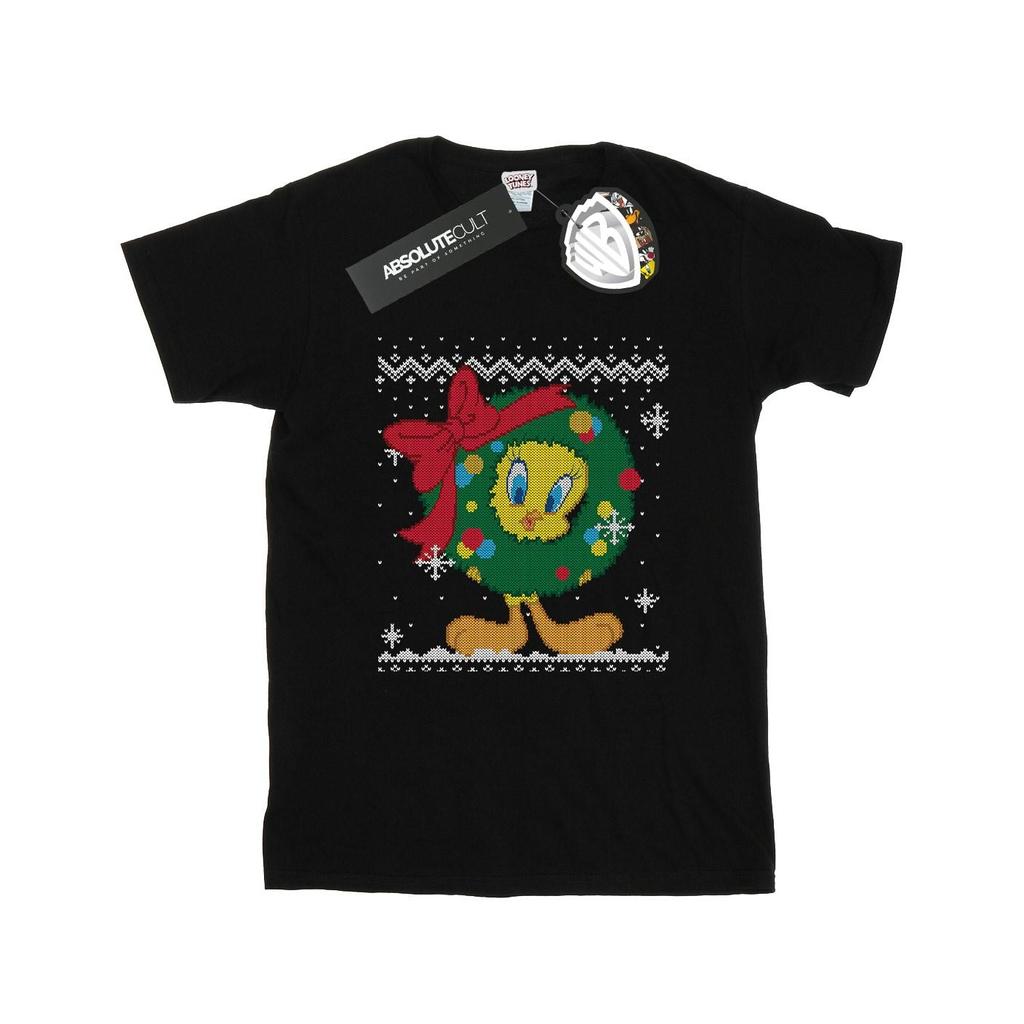 Looney Tunes Mens Tweety Pie Christmas Fair Isle T-Shirt