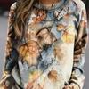 Women's Casual 3D Printed Sweatshirt Owl with Moon Snowy Branches Long Sleeve Round Neck Multicolor Pullover Women’s