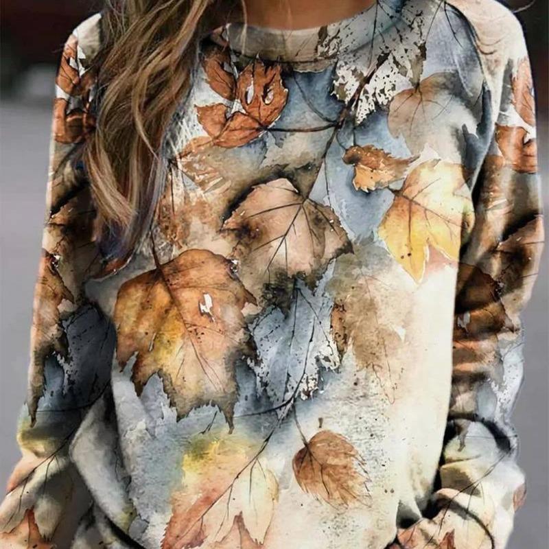 Women's Casual 3D Printed Sweatshirt Owl with Moon Snowy Branches Long Sleeve Round Neck Multicolor Pullover Women’s