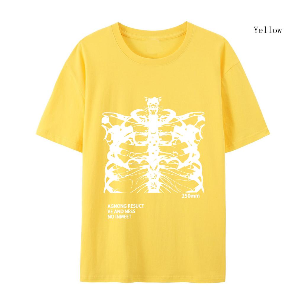 Women T-shirt Short Sleeve Streetwear Blsack Tops Skeleton Print Grunge Gothic Oversized T-shirt Streetwear Women's T-shirt