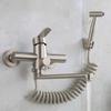 Kitchen 304 Stainless Steel Faucet Brushed Extension Faucet Bathroom Mixing Valve Set In-wall Kitchen Crane Wall Mount Taps