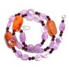 Natural Carnelian Amethyst Garnet Gemstone Smooth Beads Necklace 17" UB-4742 UB-4742