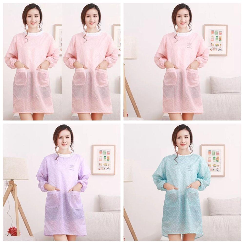 Polyester Long Sleeve Apron Oil Resistant Kitchen Long-Sleeved Smock Waterproof Apron Canteen