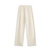 Li Ning Sports Lifestyle Series Mid Waist Casual Straight Leg Drawstring Versatile Knitted Sports Pants Women Pants Swan-White AKLU912-4