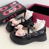 JK Small Leather Shoes Women's Spring and Autumn Platform Muffin Bow New Round Head Mary Jane Shoes