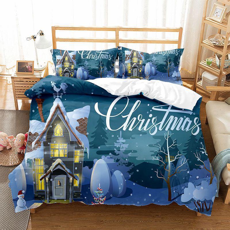 Duvet Cover Set Christmas Bedding Set Pillowcase 3pcs Digital Printing Comforter Set Christmas Bedding Supplies Customizable