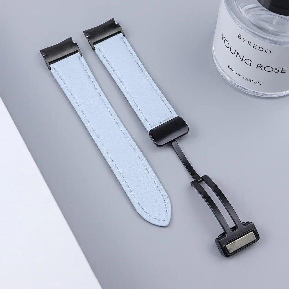 Quick Fit Leather Strap For Samsung Galaxy Watch 6Classic 43mm 47mm 6/5/4 40mm 44mm Magnetic Buckle for Watch 5pro 45mm Leather Band